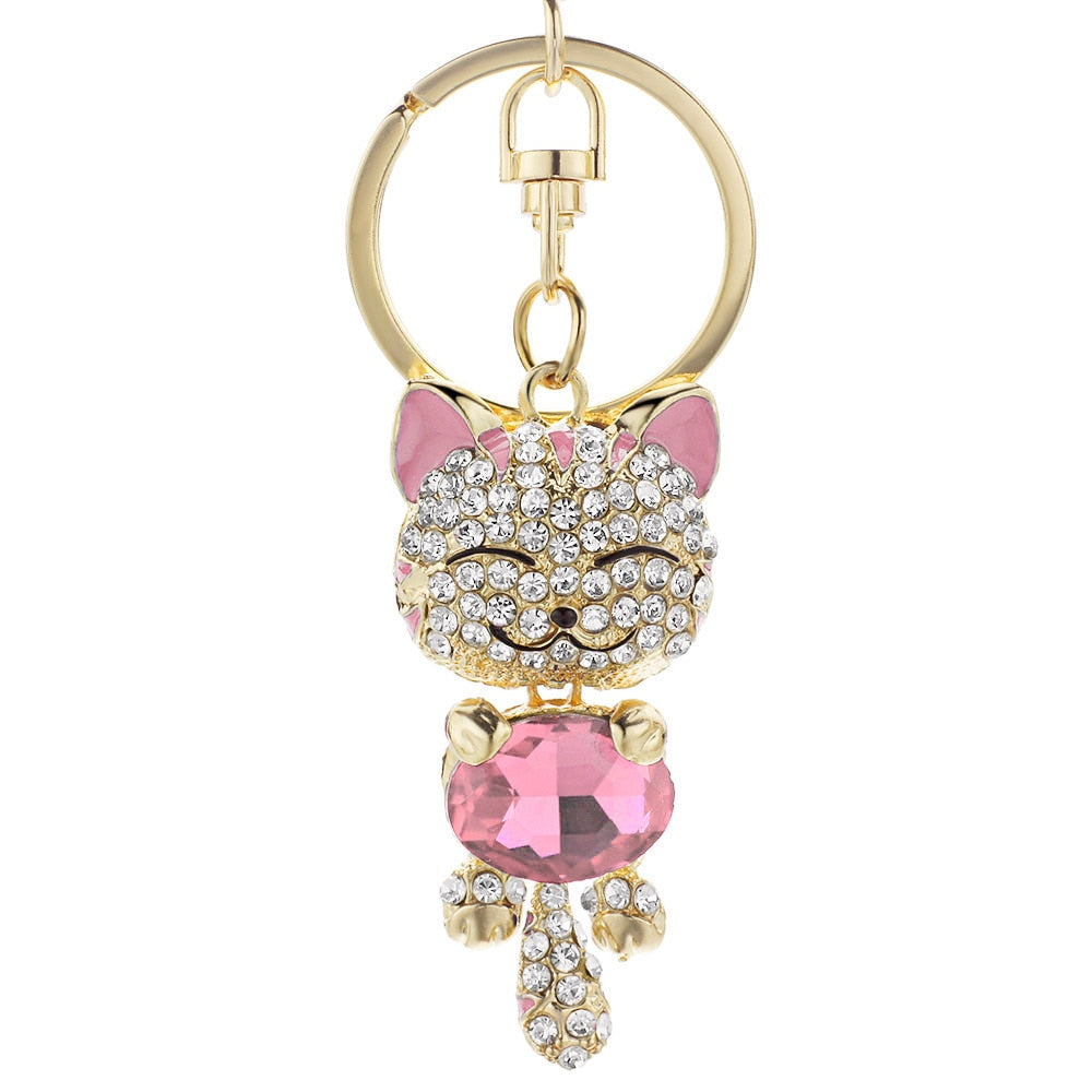 Rhinestone Cat Keychain