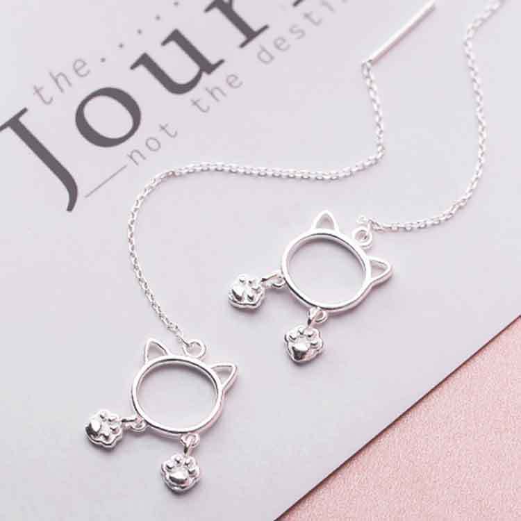 Silver Cat Earrings