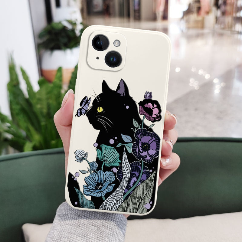 Soft Black iPhone Cat Phone Case