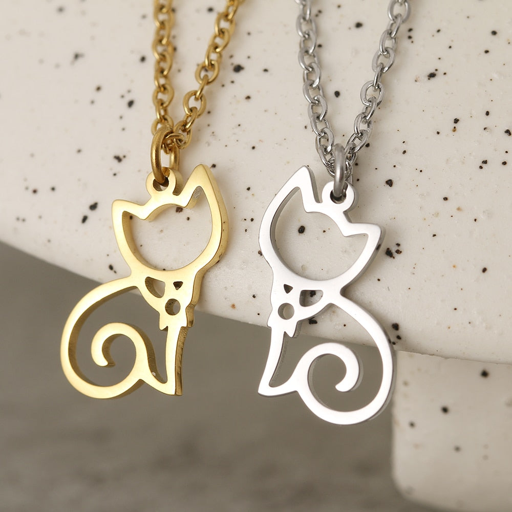 Stainless Steel Cat Necklace