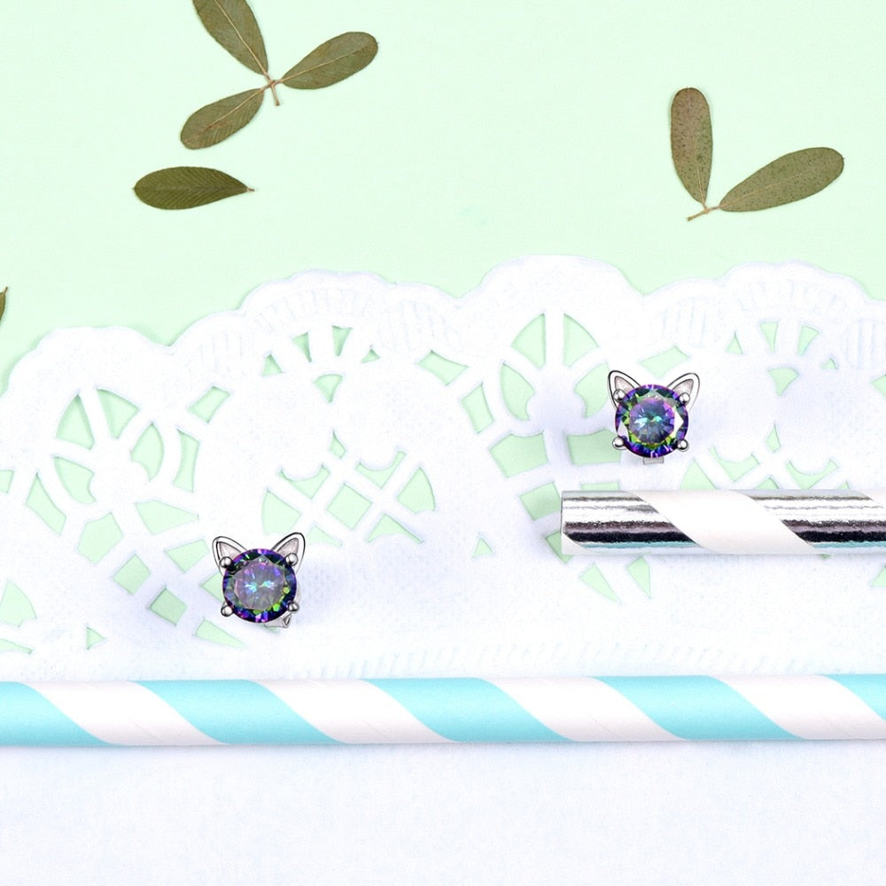 Sterling Silver Cat Earrings