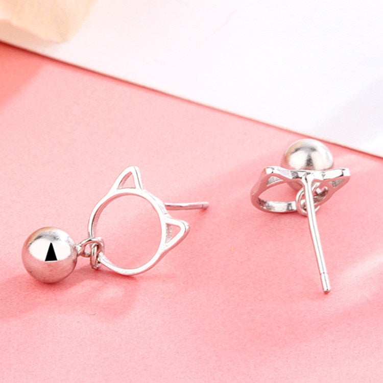 Tiny Silver Cat Earrings