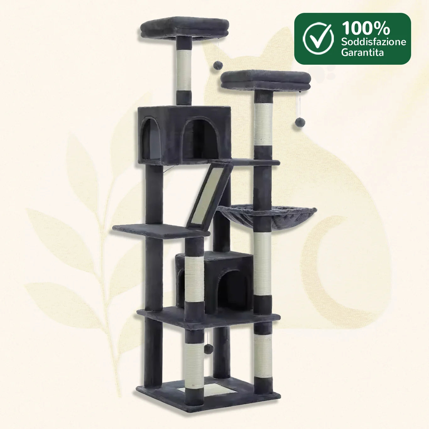 Tiragraffi 180 cm ClimbaTower™ colore grigio scuro su fondo bianco
